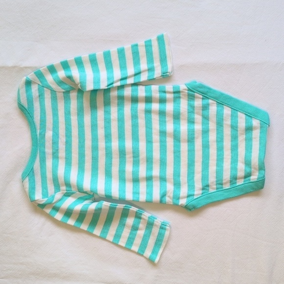 children's place aqua striped cotton long sleeve bodysuit 0-3 months baby unisex - Picture 5 of 5